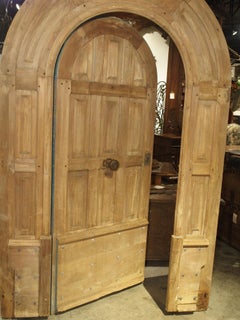 Arched Antique French Oak Entry Door with Frame, 19th Century