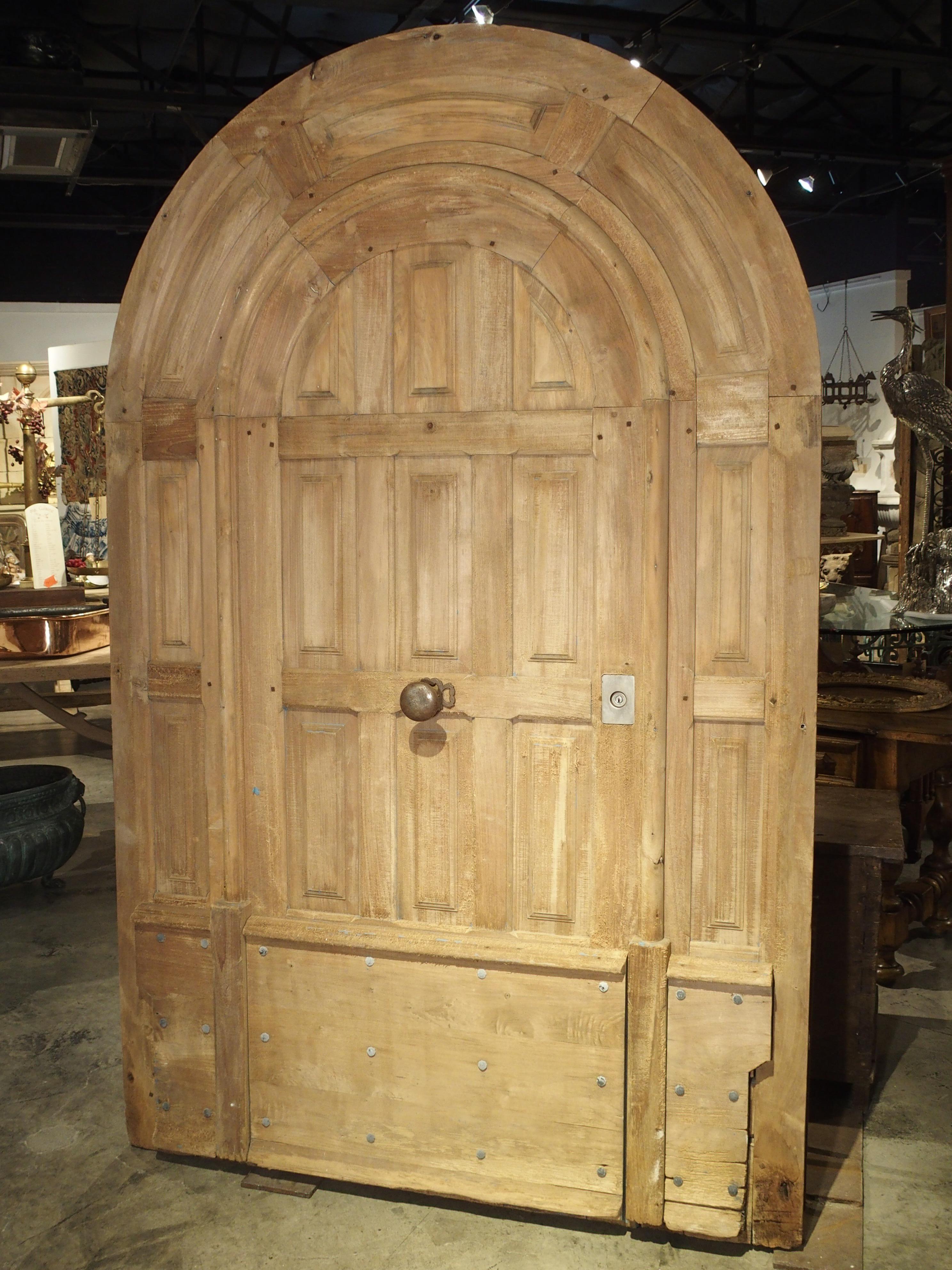 Arched Antique French Oak Entry Door with Frame, 19th Century 2