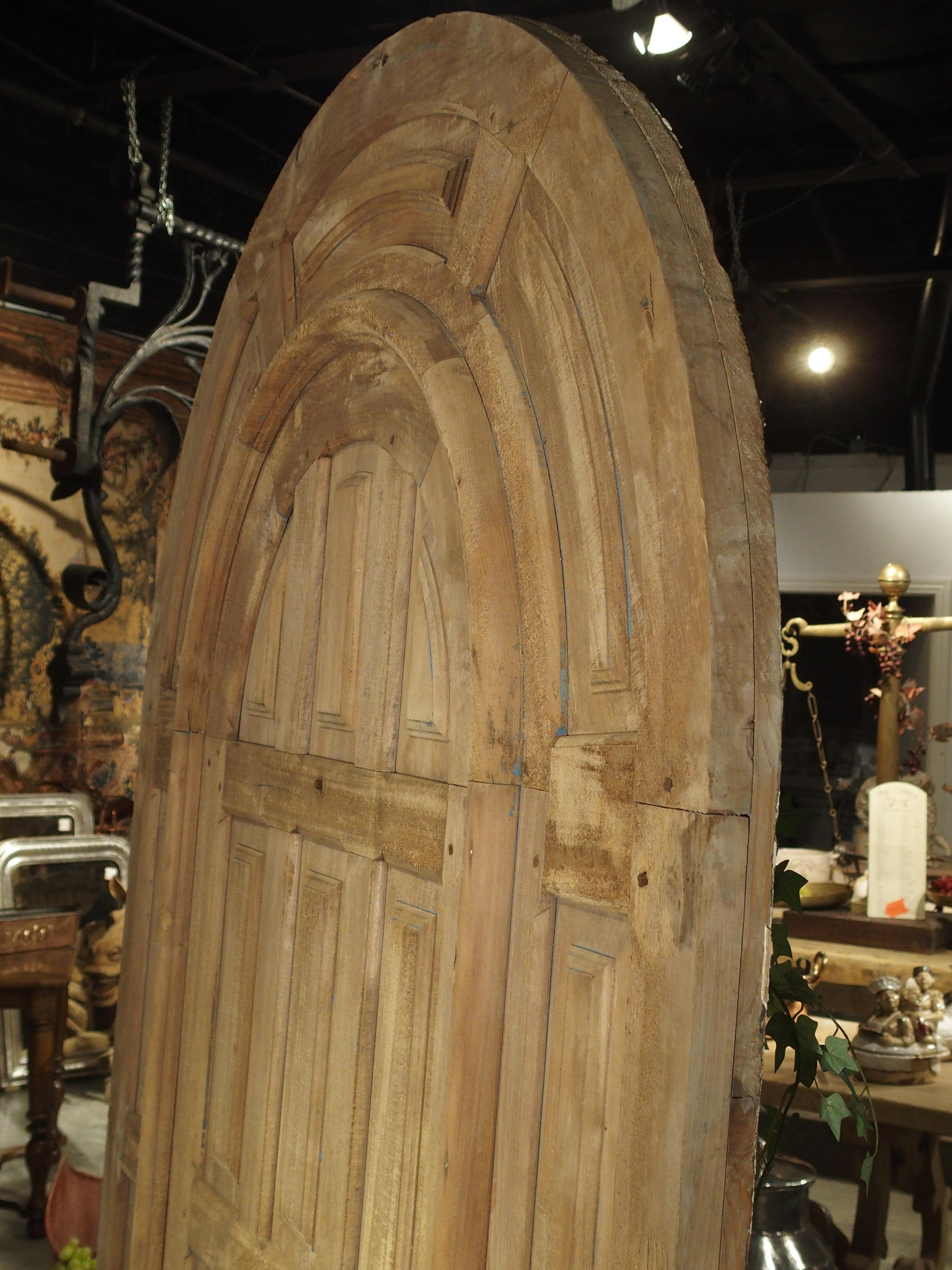 Arched Antique French Oak Entry Door with Frame, 19th Century 3