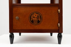 Arched Art Deco side table with storage unit and black marble top, France 1920s