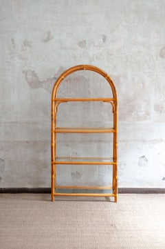 Bibliothèque cintrée en bambou - 1970