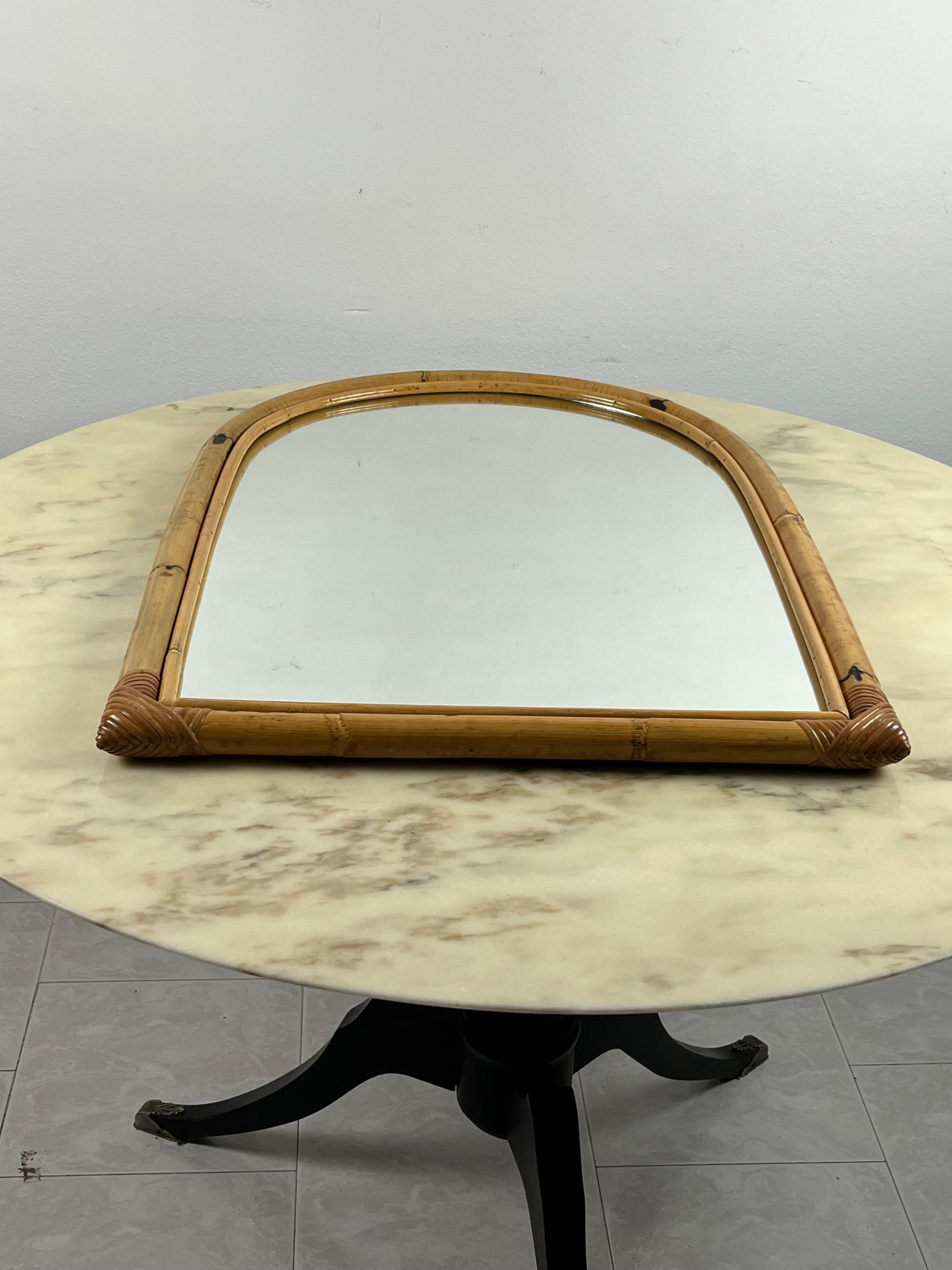 Other Arched Bamboo Mirror, Italy, 1970s For Sale