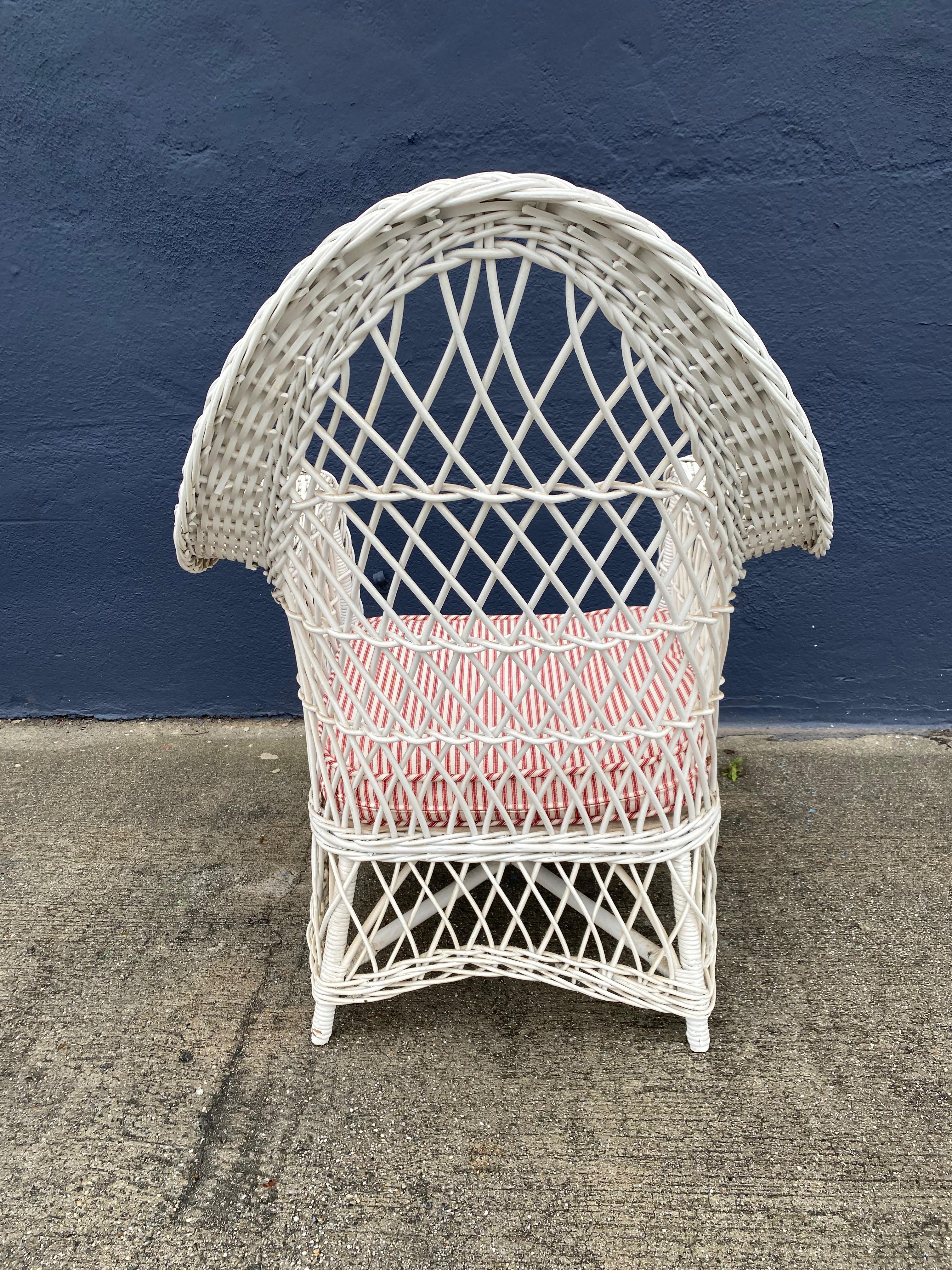 Hand-Woven Arched Bar Harbor Wicker Arm Chair