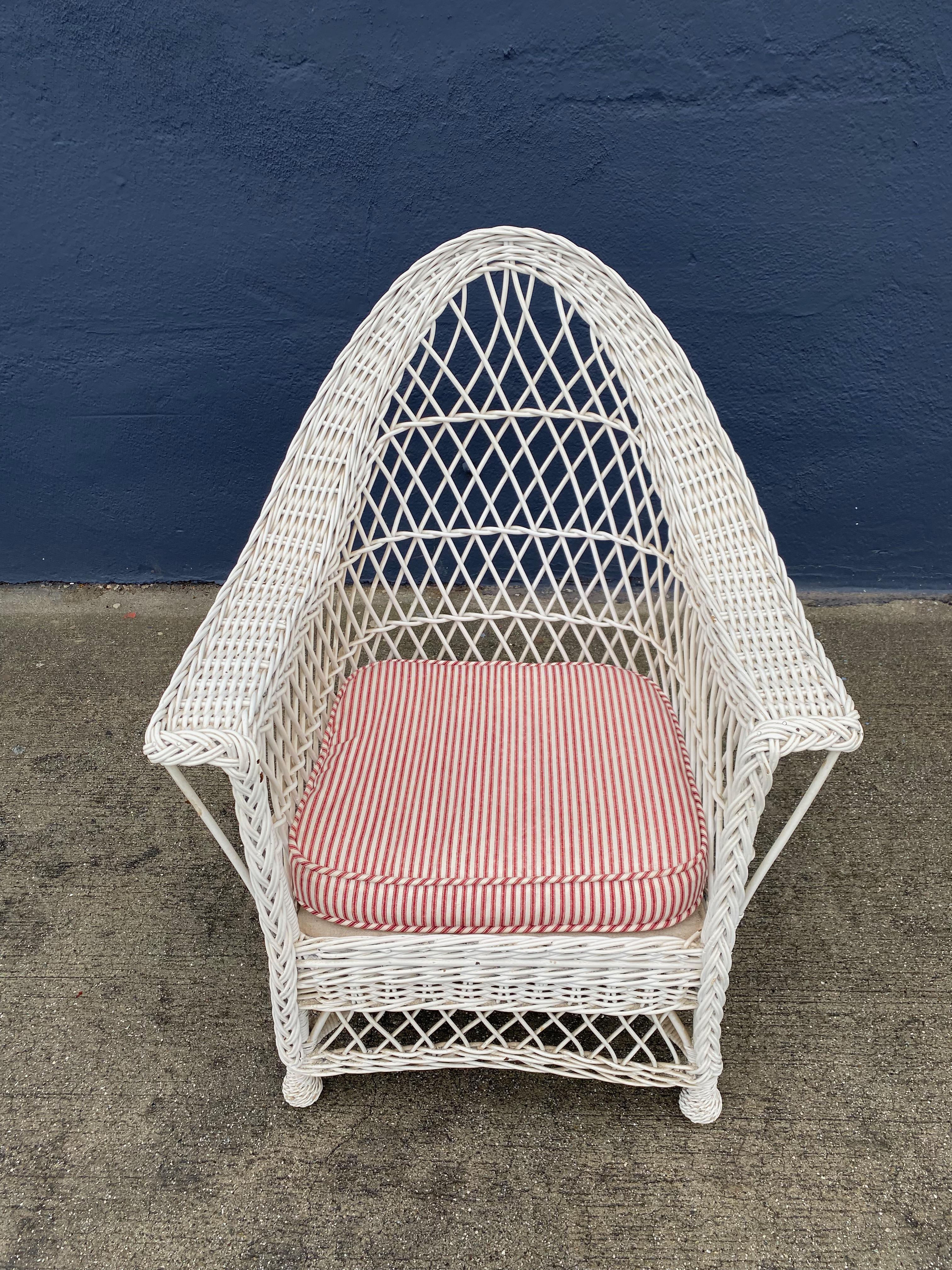 20th Century Arched Bar Harbor Wicker Arm Chair