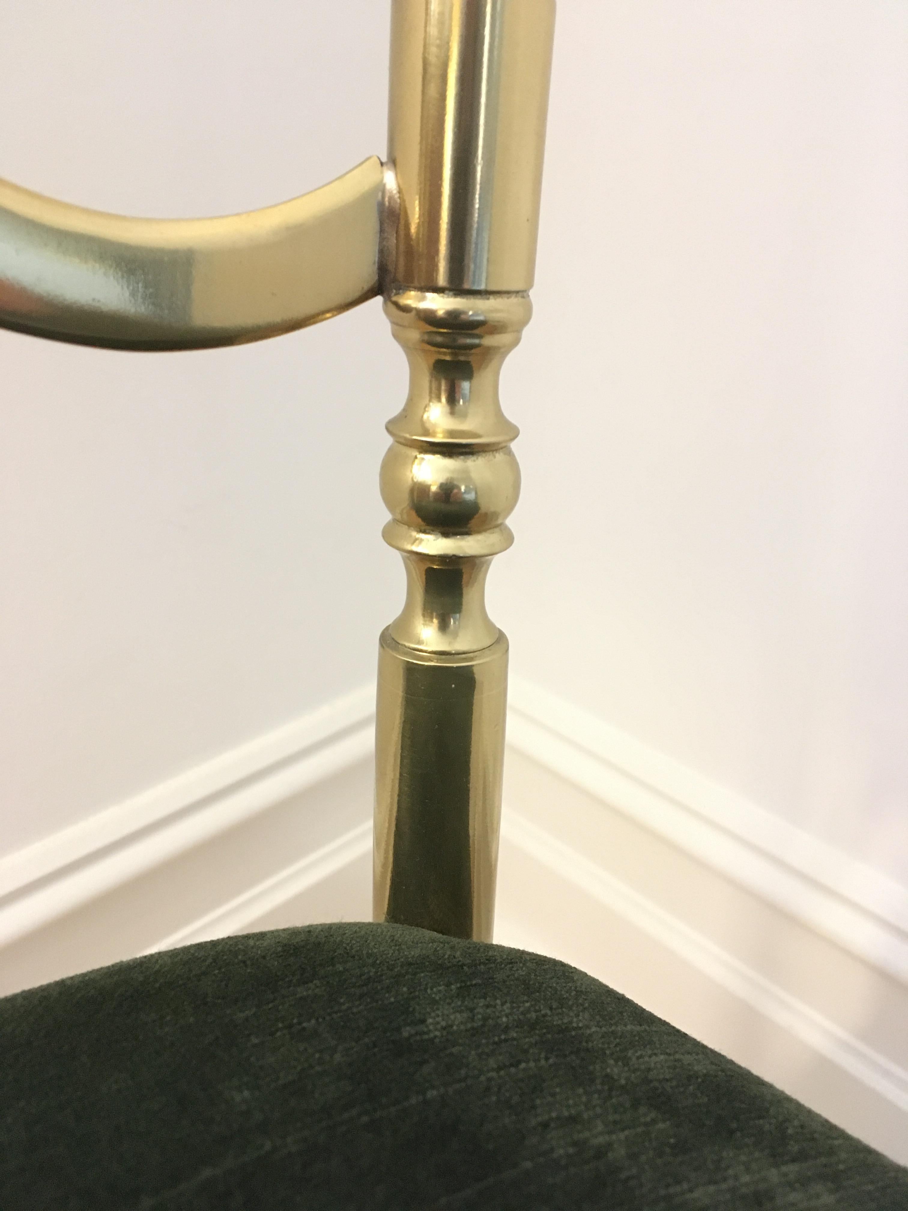 Arched Brass Chiavari Chair Dark Green Velvet Seat 1960s 4