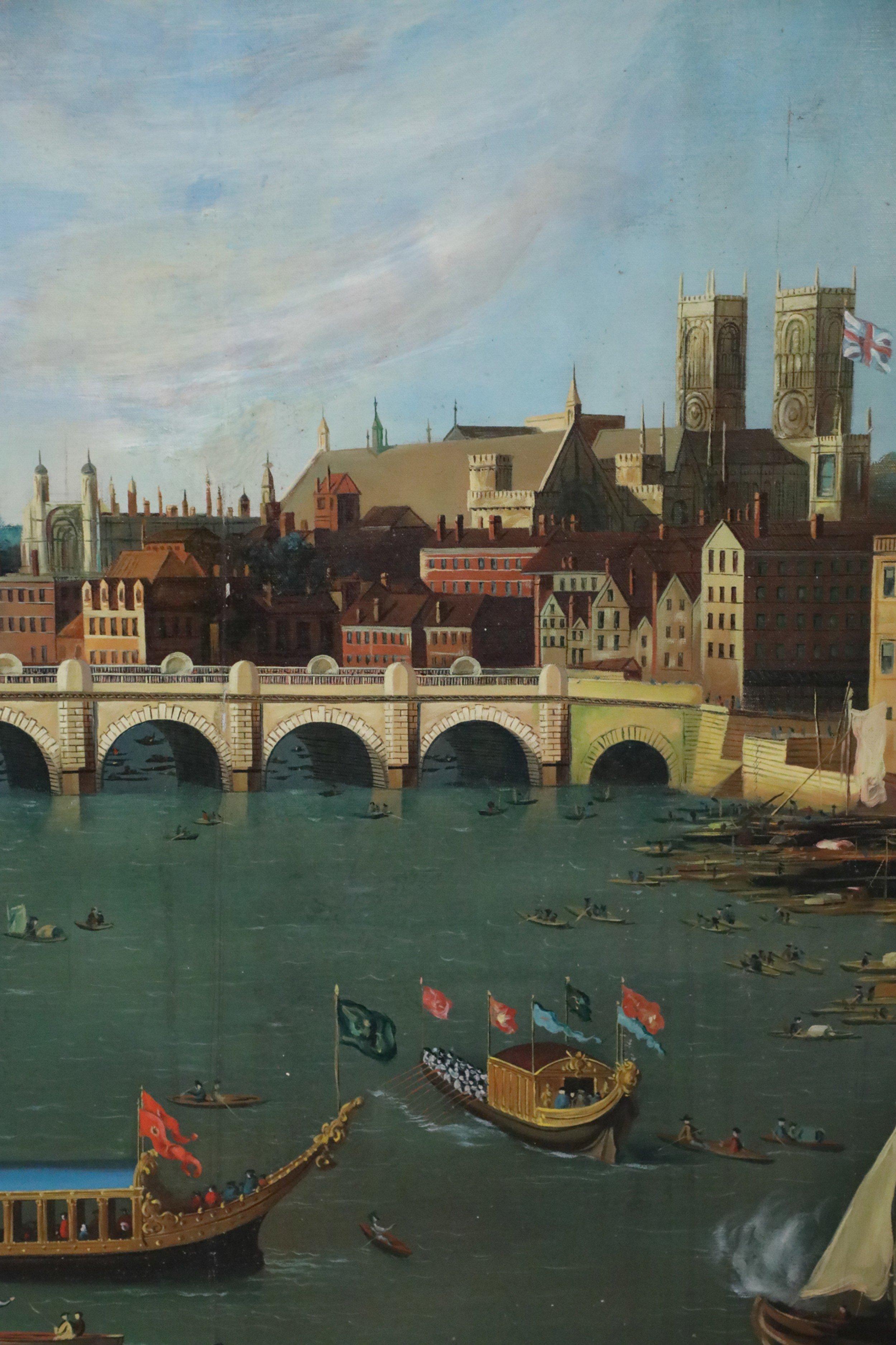 Arched Bridge over Venetian Canal Oil Painting on Canvas In Good Condition For Sale In New York, NY