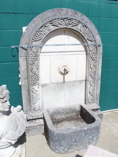 Arched Carved Limestone Grapevine Wall Fountain from Northern Italy