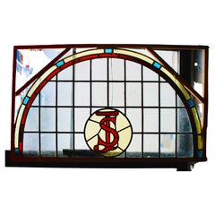 Arched Church Window w/ Monogram 66" x 39"