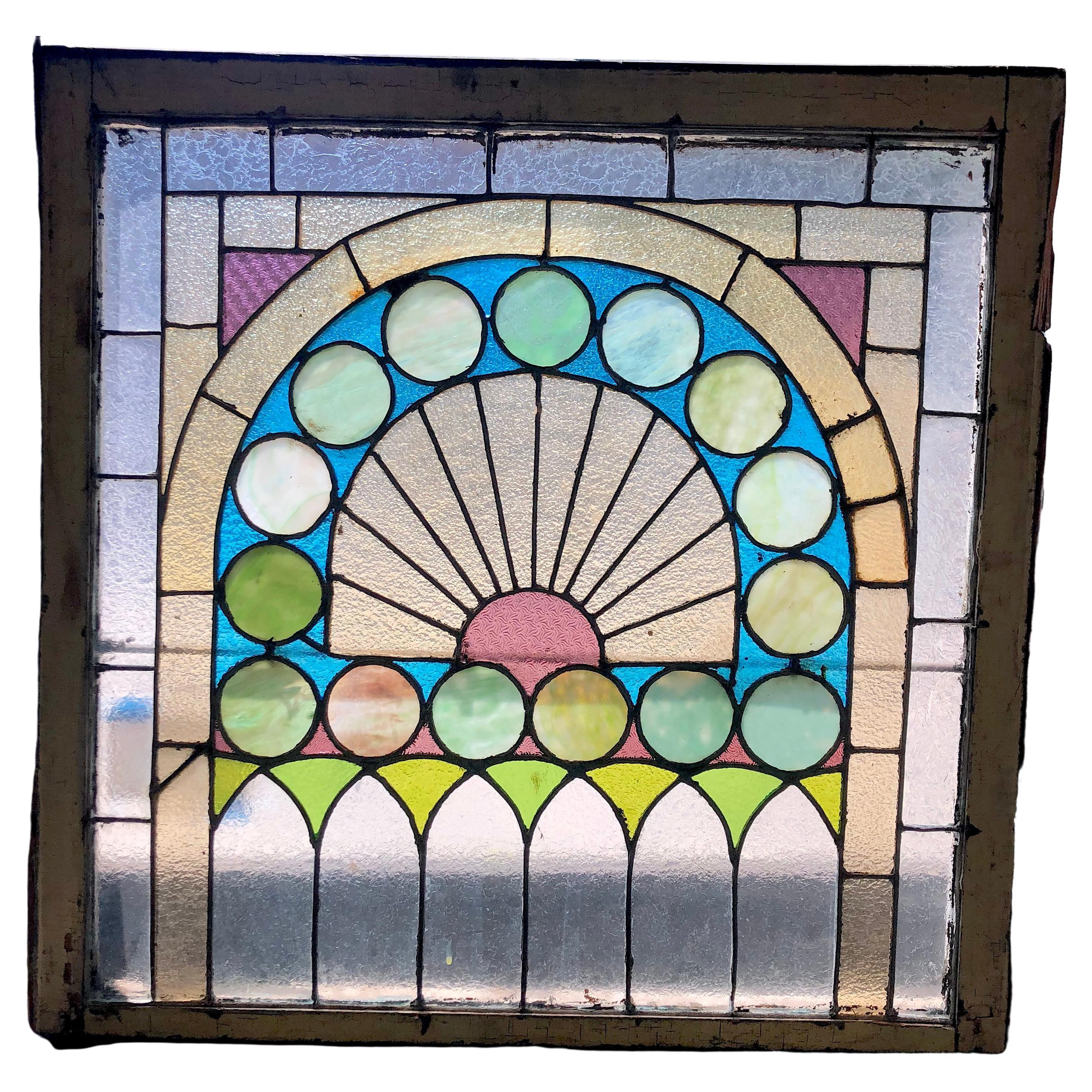 Vitrail teinté en arc de cercle 34" x 33"