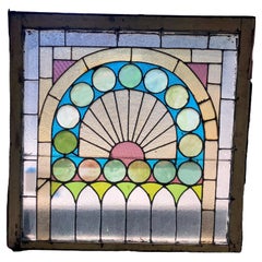 Arched Design Stained Glass Window 34" x 33"
