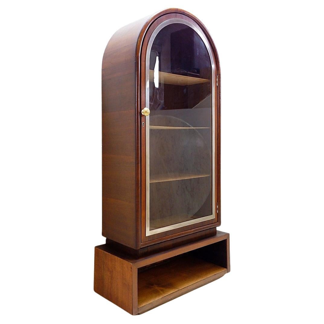 Vitrine cintrée en bois et porte vitrée - années 1950 en vente