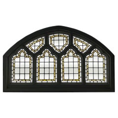 Used Arched Ecclesiastical Style Stained Glass Window