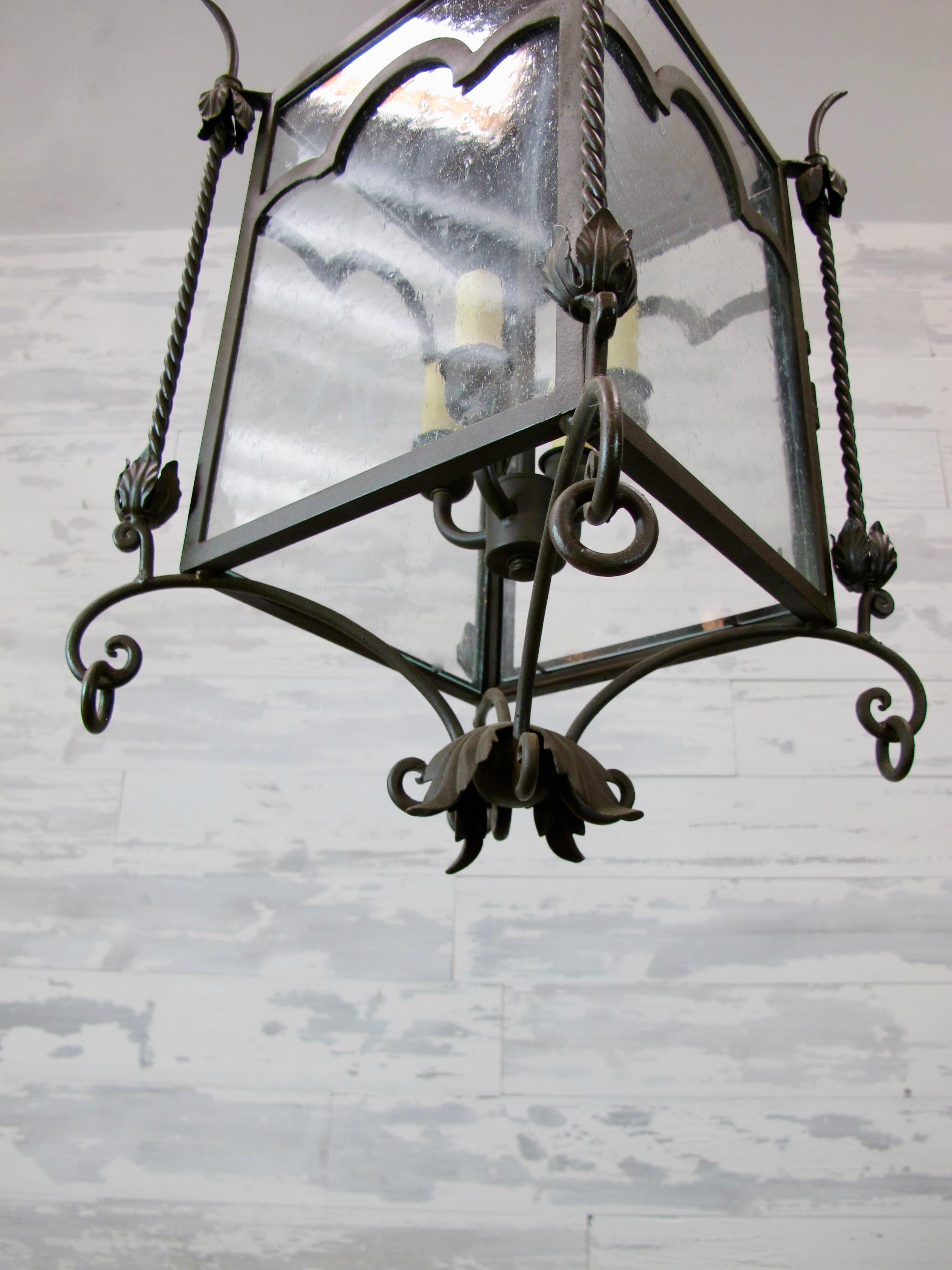 Arched Iron Large Hanging Lantern For Sale 1