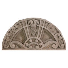 Arched Limestone Transom W/ Carved Pineapple Design circa 1900