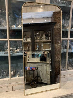 Arched Mantlepiece Brass Mirror-Midcentury, Italy