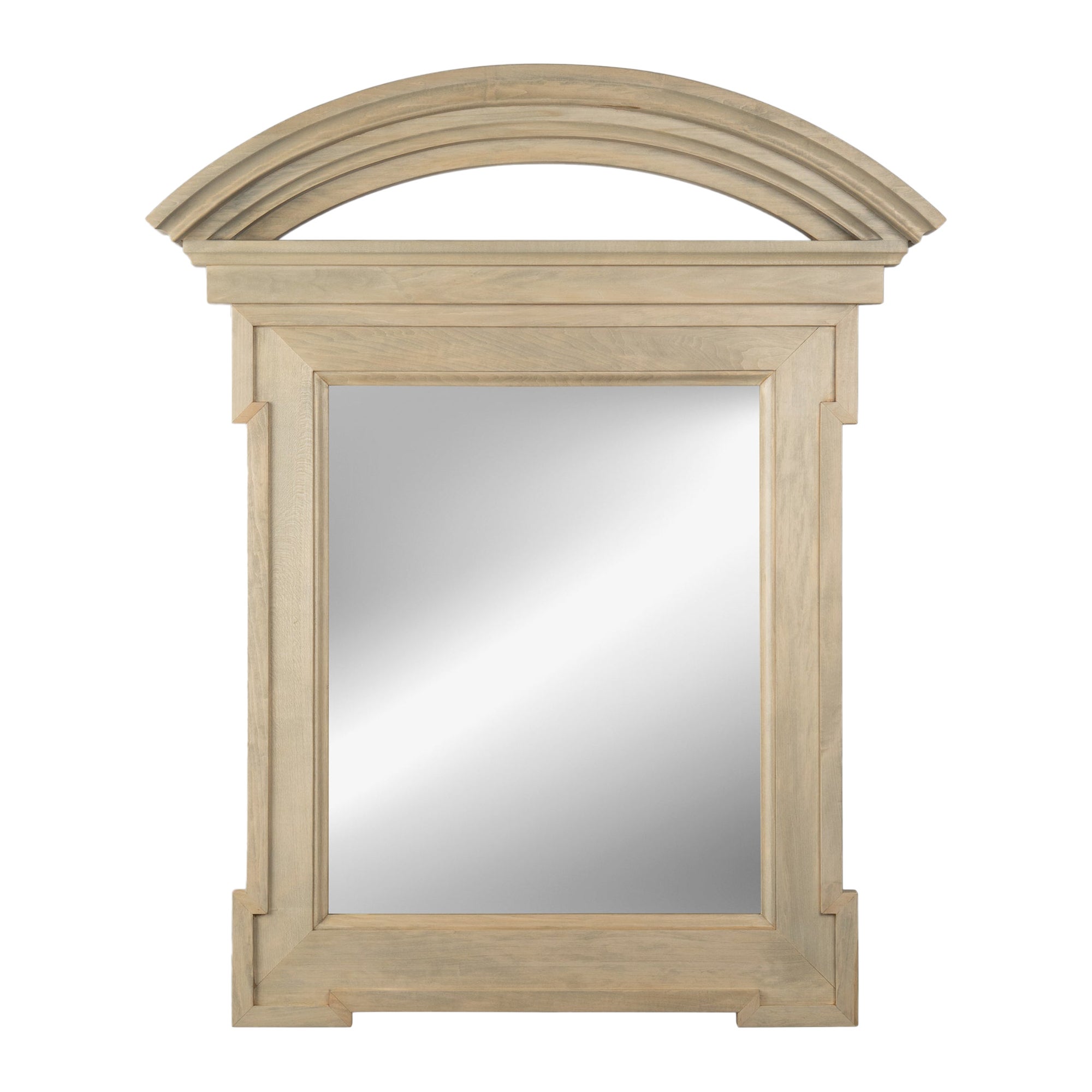 Arched Pediment Mirror in Natural Limed Wood by John Hutton for Donghia