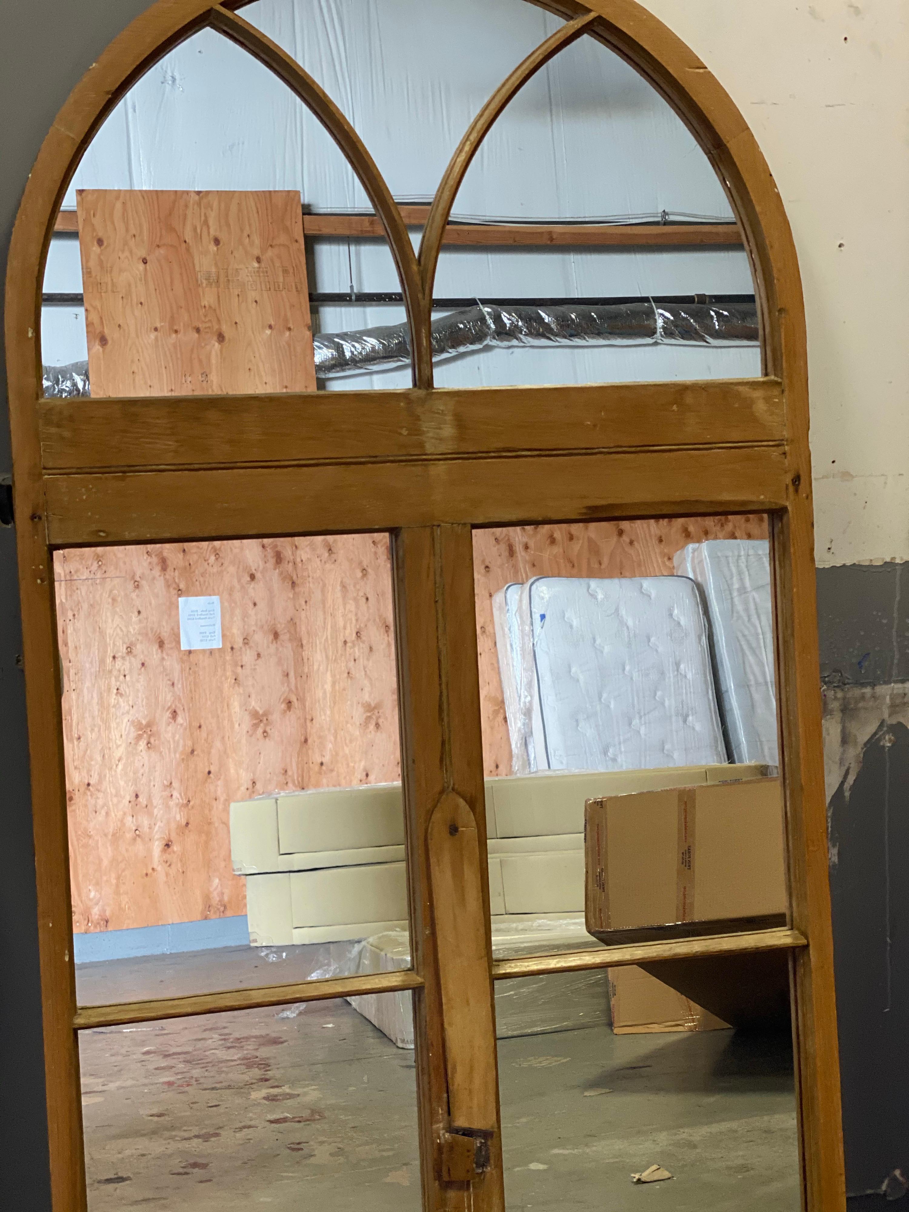 Arched Pine Architectural Full Length Mirror For Sale 11