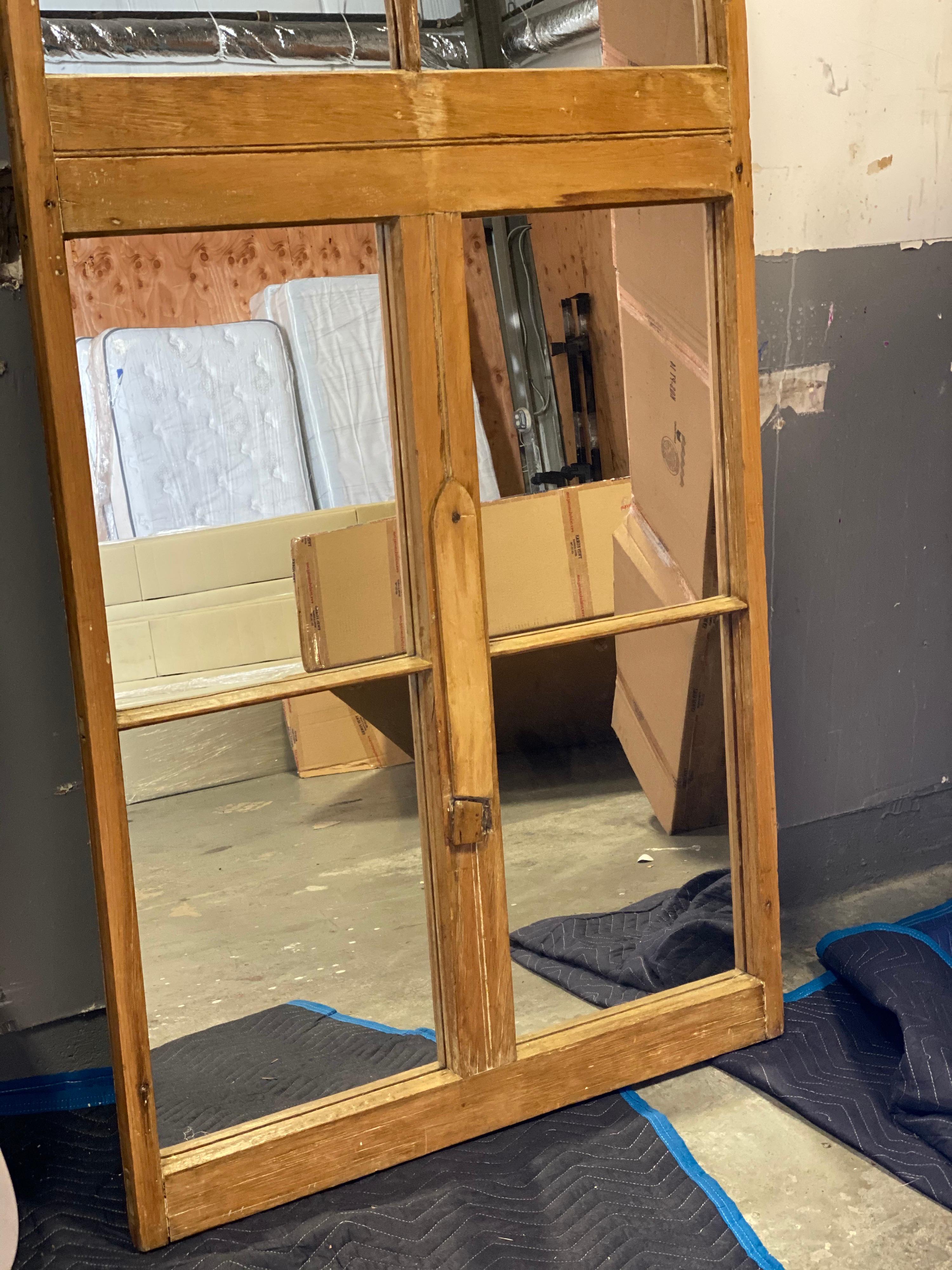 20th Century Arched Pine Architectural Full Length Mirror For Sale