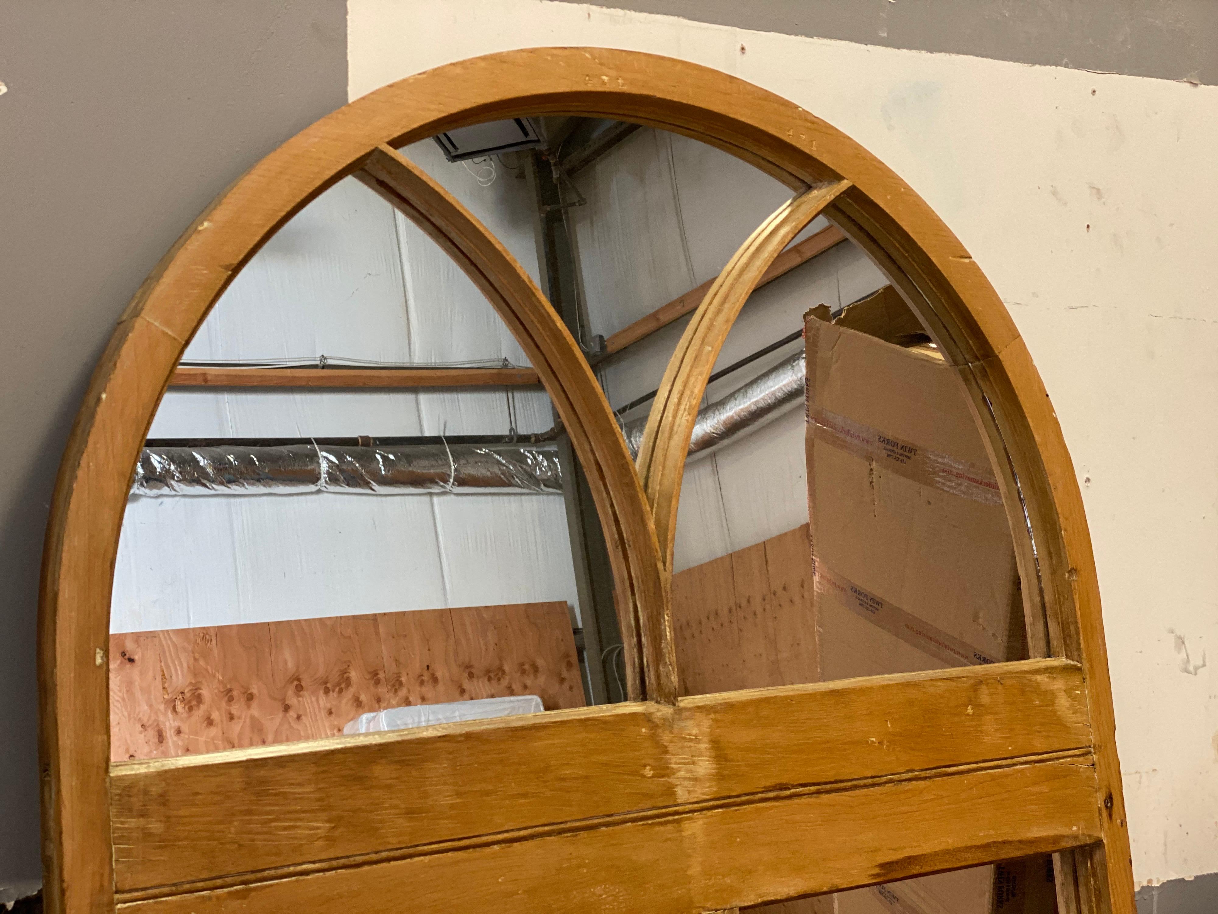 Arched Pine Architectural Full Length Mirror For Sale 1