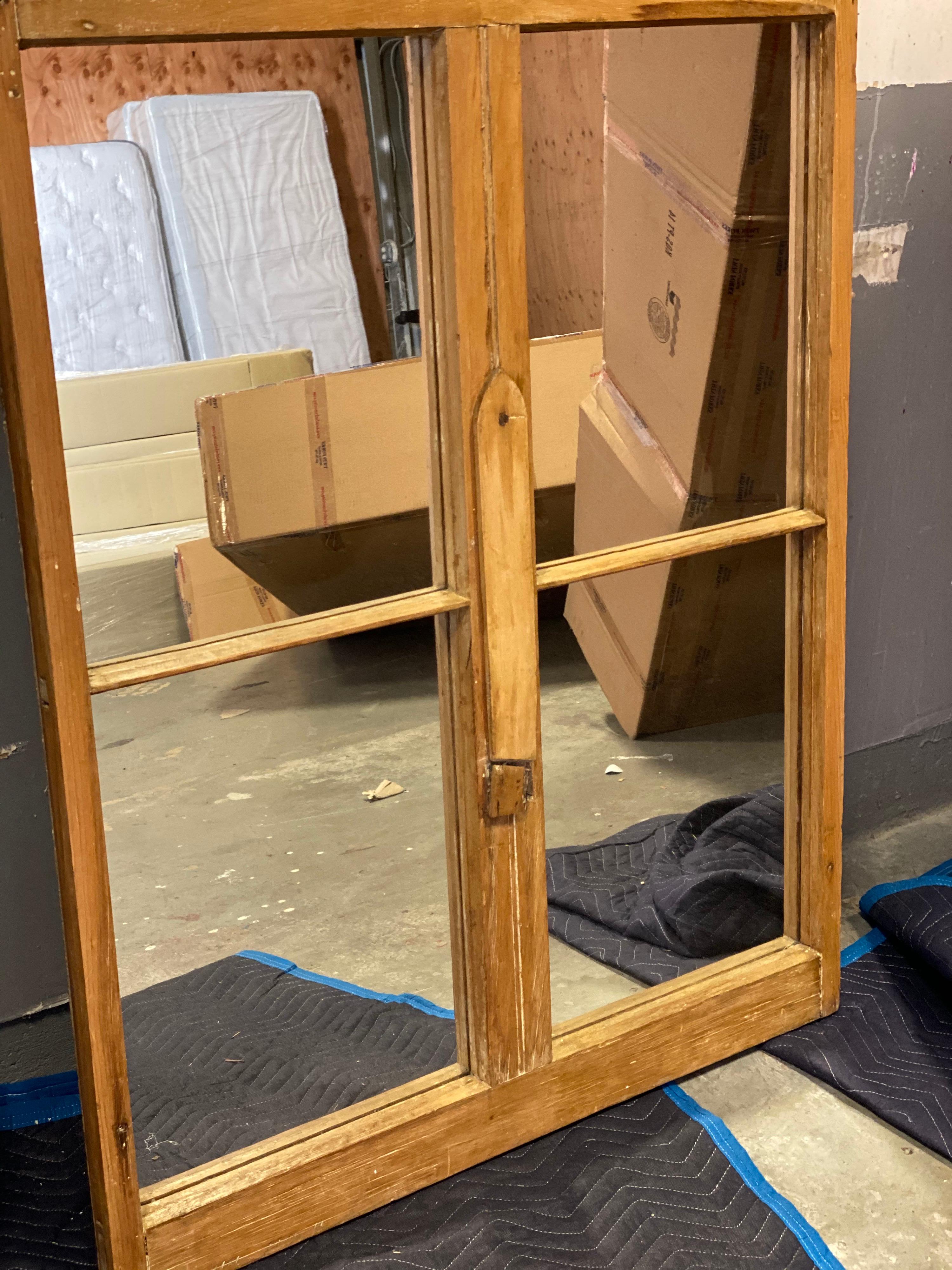 Arched Pine Architectural Full Length Mirror For Sale 2