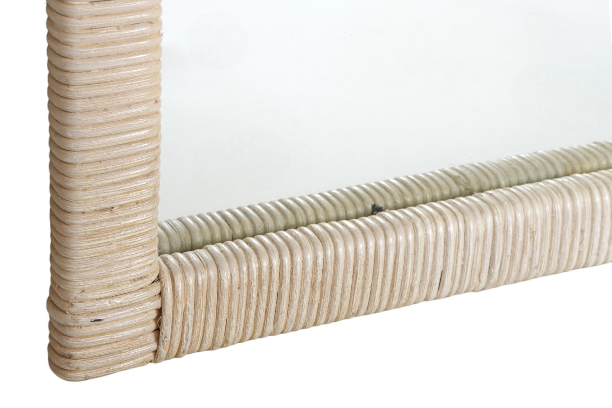 American Arched Rattan Wall Mirror Attr. Henry Link For Sale
