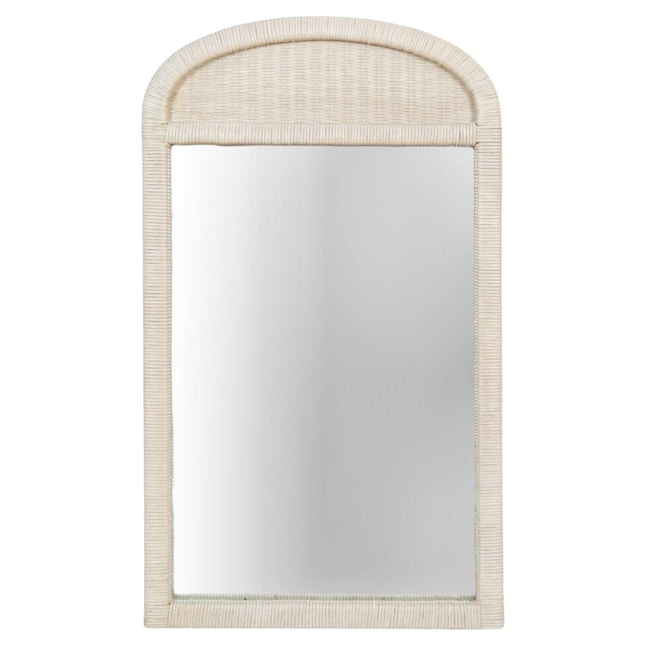 Arched Rattan Wall Mirror Attr. Henry Link For Sale