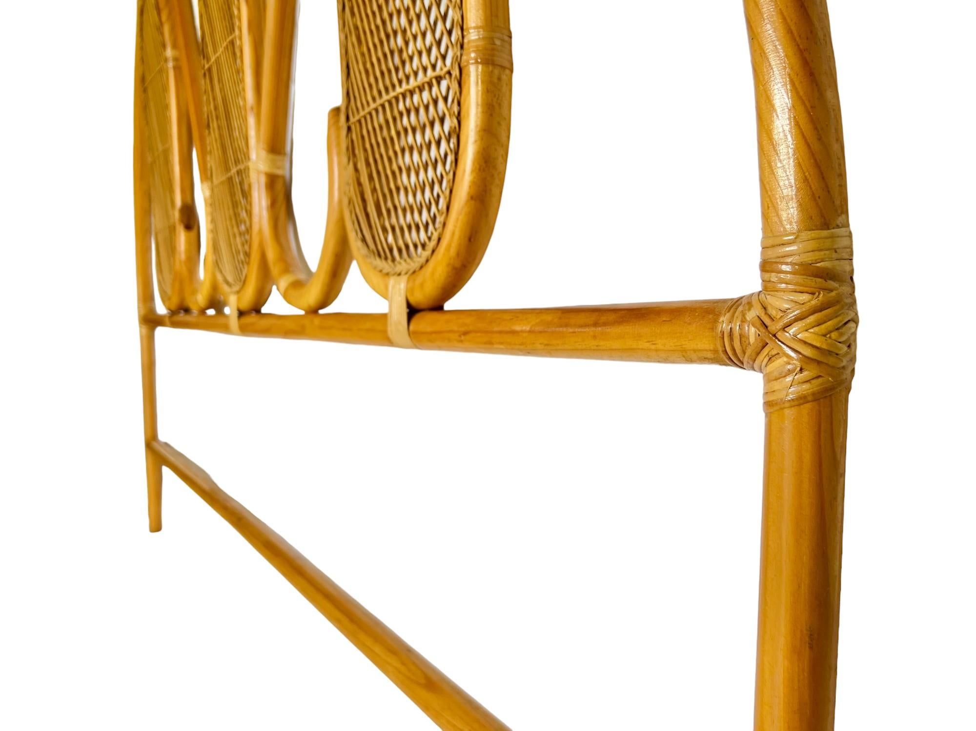 Arched Rattan Woven Reed King Headboard, 1970s 4