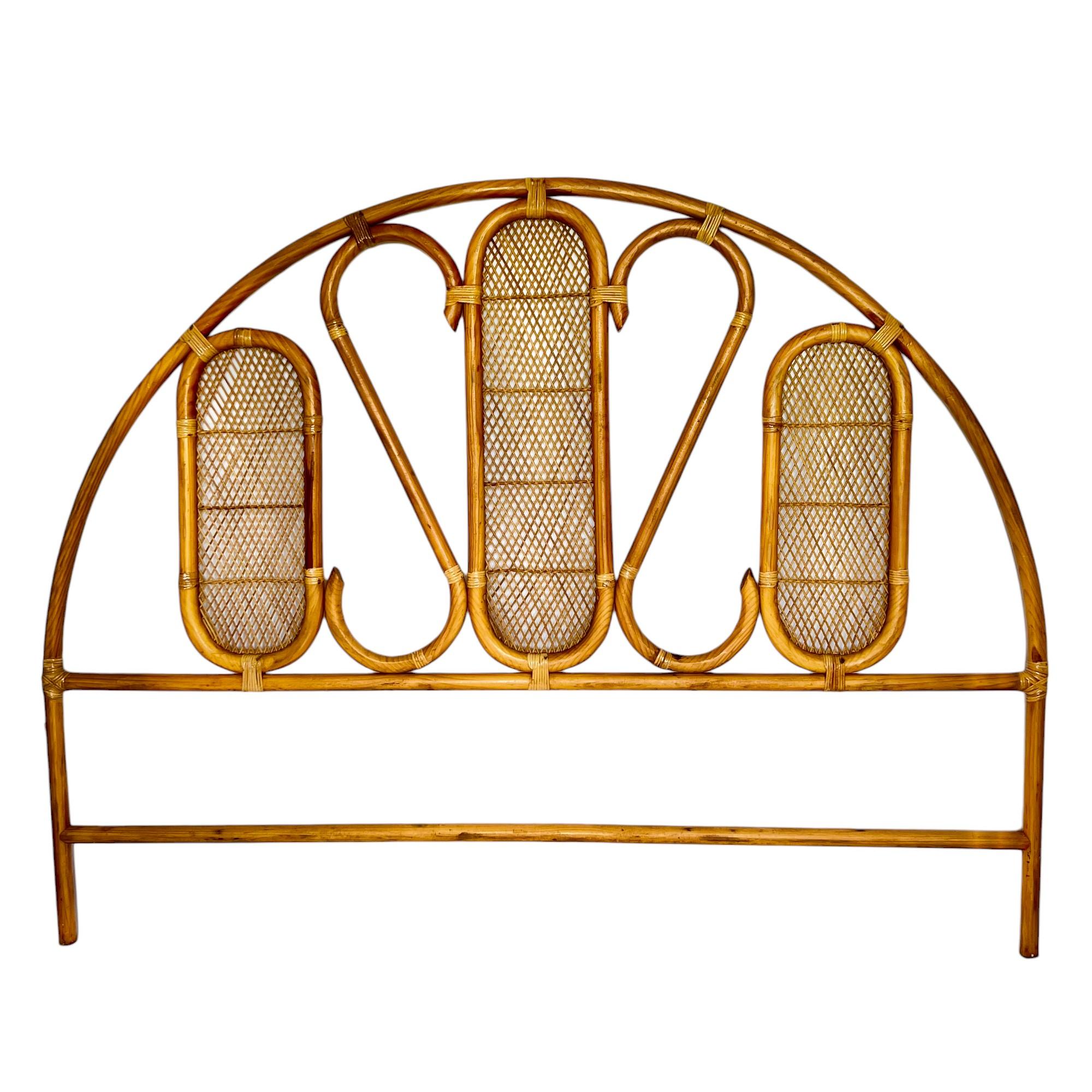Arched Rattan Woven Reed King Headboard, 1970s 6
