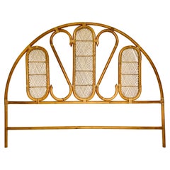 Arched Rattan Woven Reed King Headboard, 1970s
