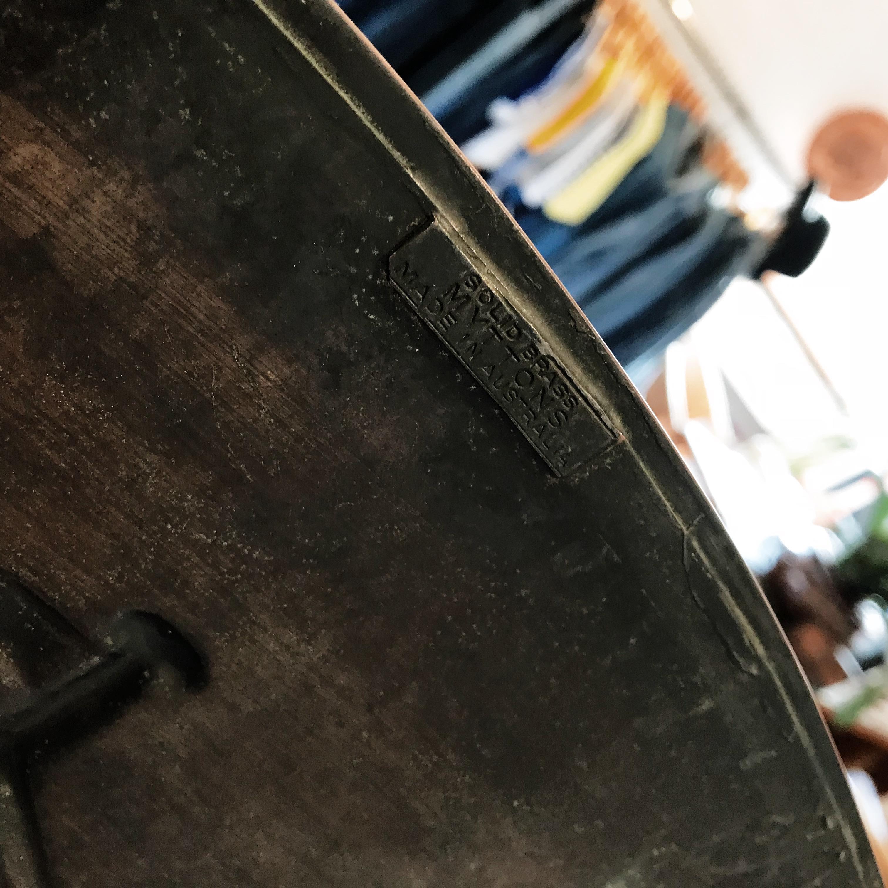 Hammered Arched, Solid Brass, Art Deco Fire Screen by Myttons, Australia, circa 1930s For Sale