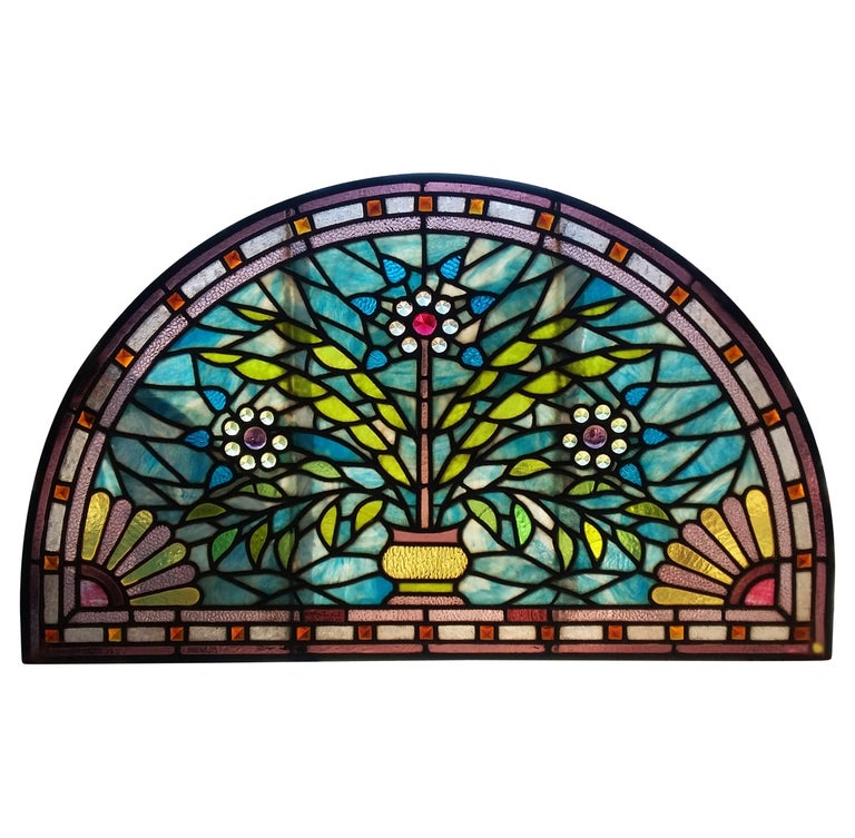 Arched Stained Glass Window For Sale at 1stdibs