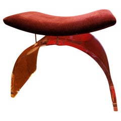 Arched Stool with Red Velvet Upholstery, from ANDY COHEN'S Personal Collection