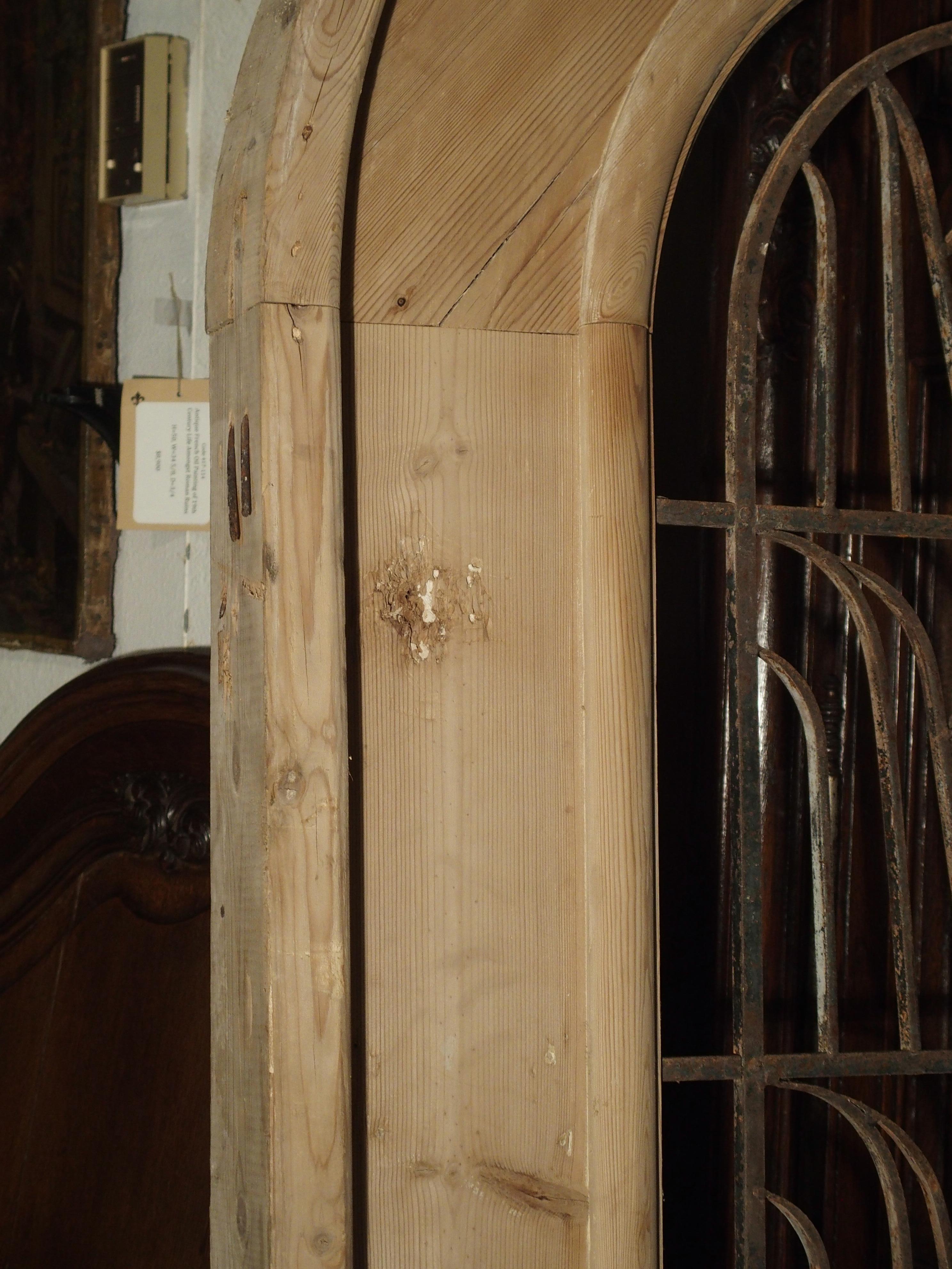 Arched Stripped Pine and Iron Entry Door from the Netherlands 11