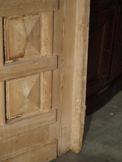 Arched Stripped Pine and Iron Entry Door from the Netherlands