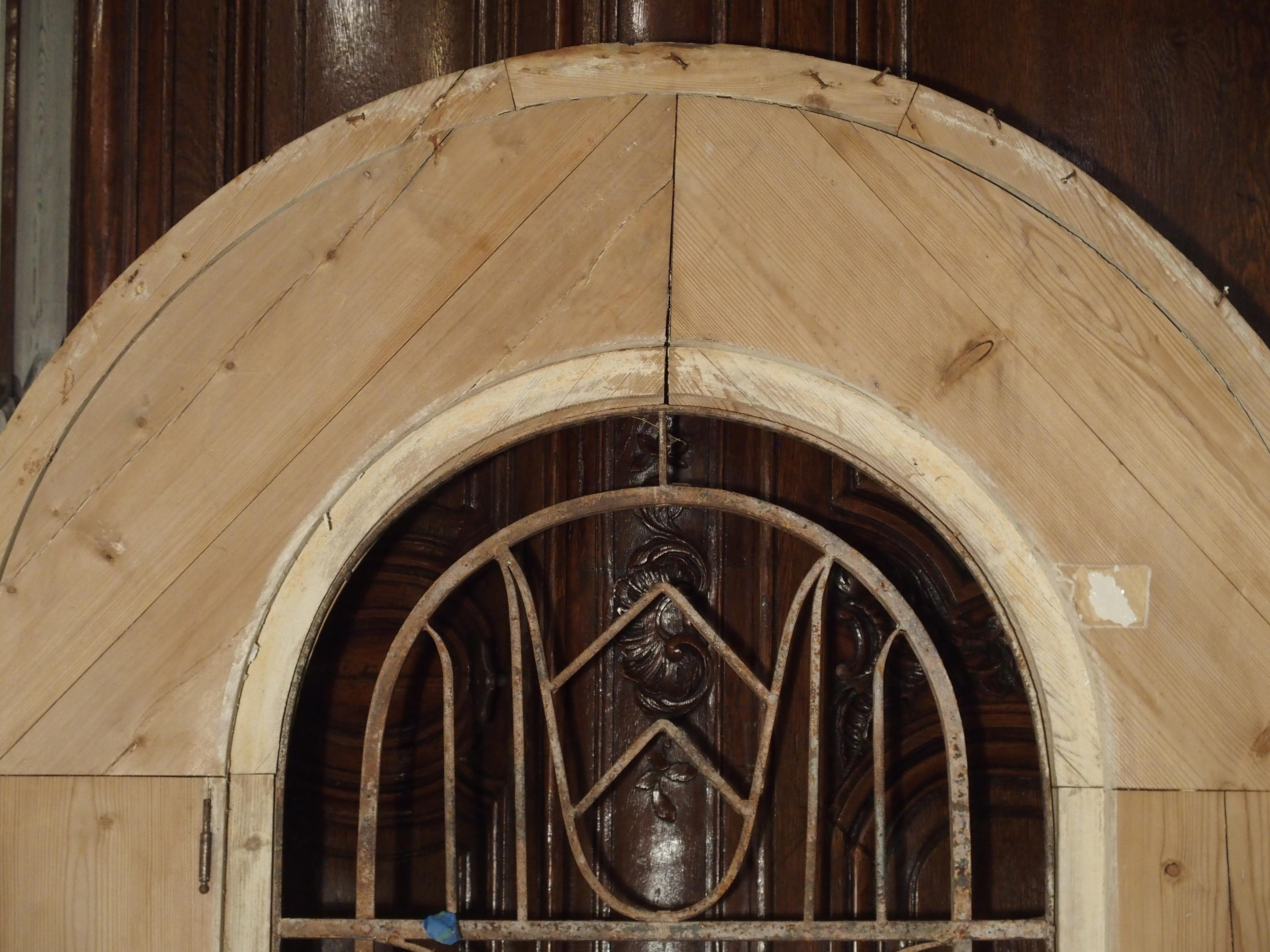 Arched Stripped Pine and Iron Entry Door from the Netherlands 4