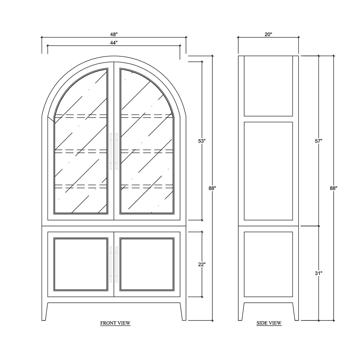 Arched Top Display China Cabinet For Sale 3