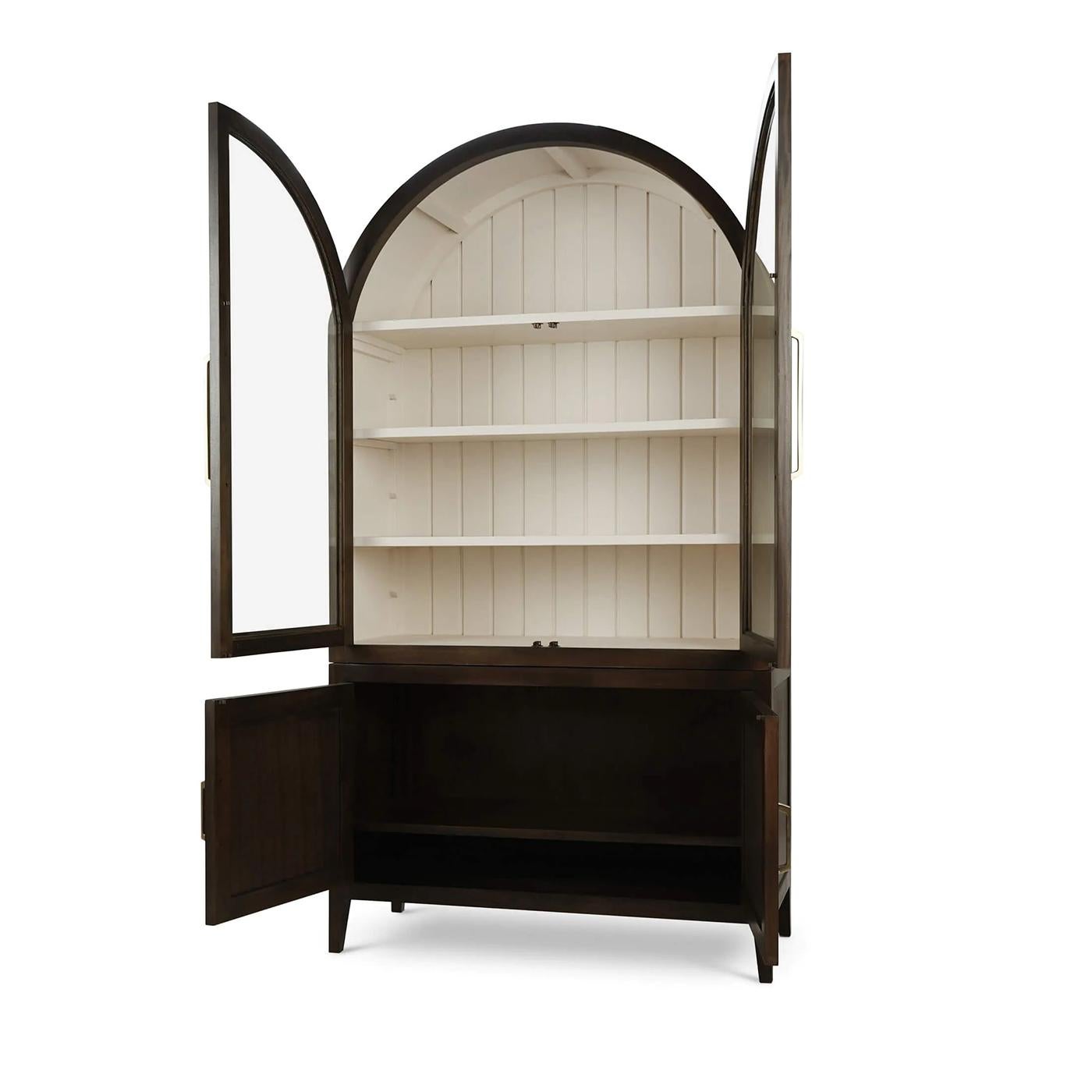 Rustic Arched Top Display China Cabinet For Sale