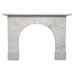 Antique Arched Victorian Carrara Marble Fireplace Surround