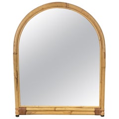 Arched Wall Mirror in Bamboo and Rattan, Italy, 1960s