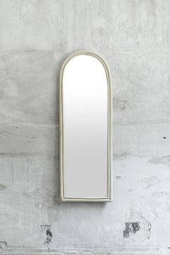 Arched Wall Mirror in Ivory-Lacquered Bamboo, 1970