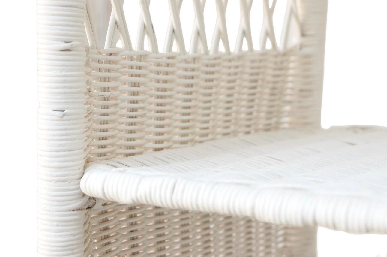 Arched White Wicker Etagere For Sale 1