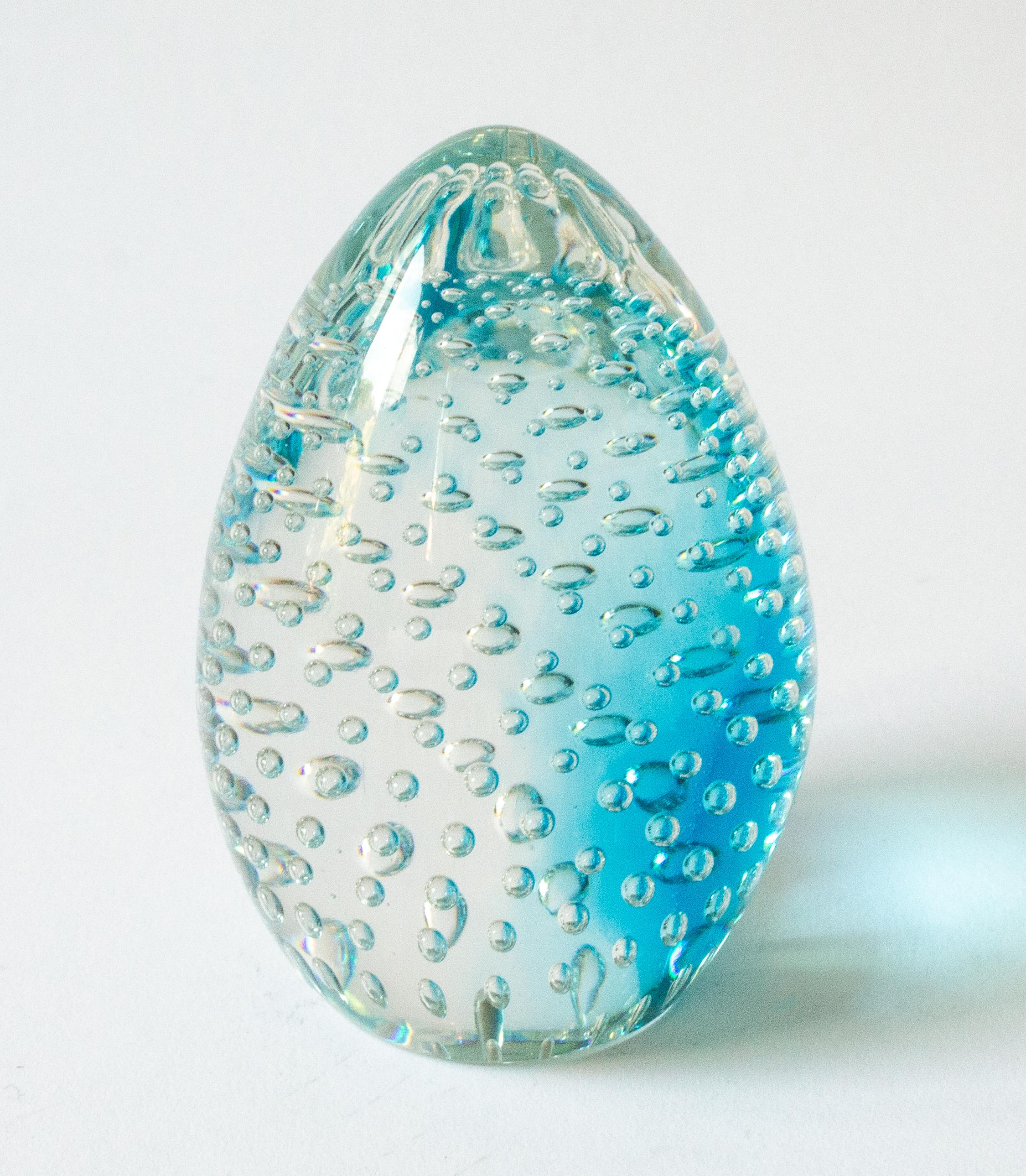 Mid-Century Modern Archemide Seguso Blue Glass Letterpress with spiral-shaped air bubbles, Murano