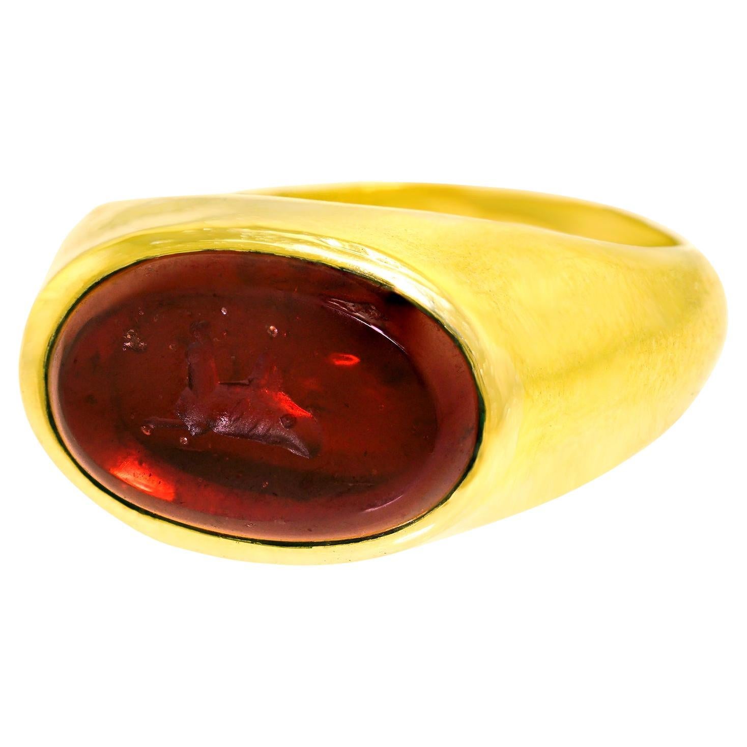 Archeological Revival Roman Seal Ring 18k-20k For Sale