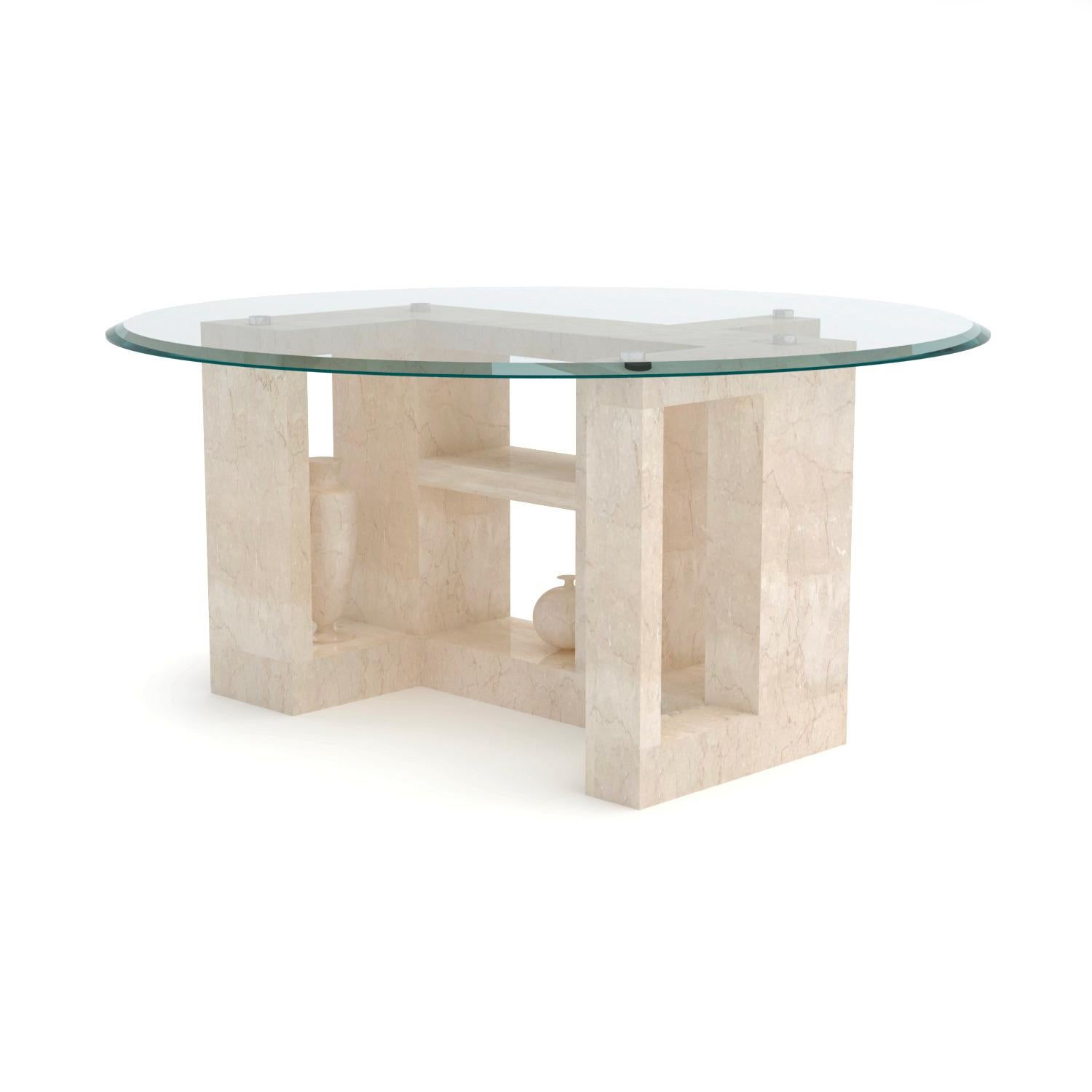 Italian Archeology Two, Classical Bianco Veselye Marble Table by Luca Scacchetti For Sale
