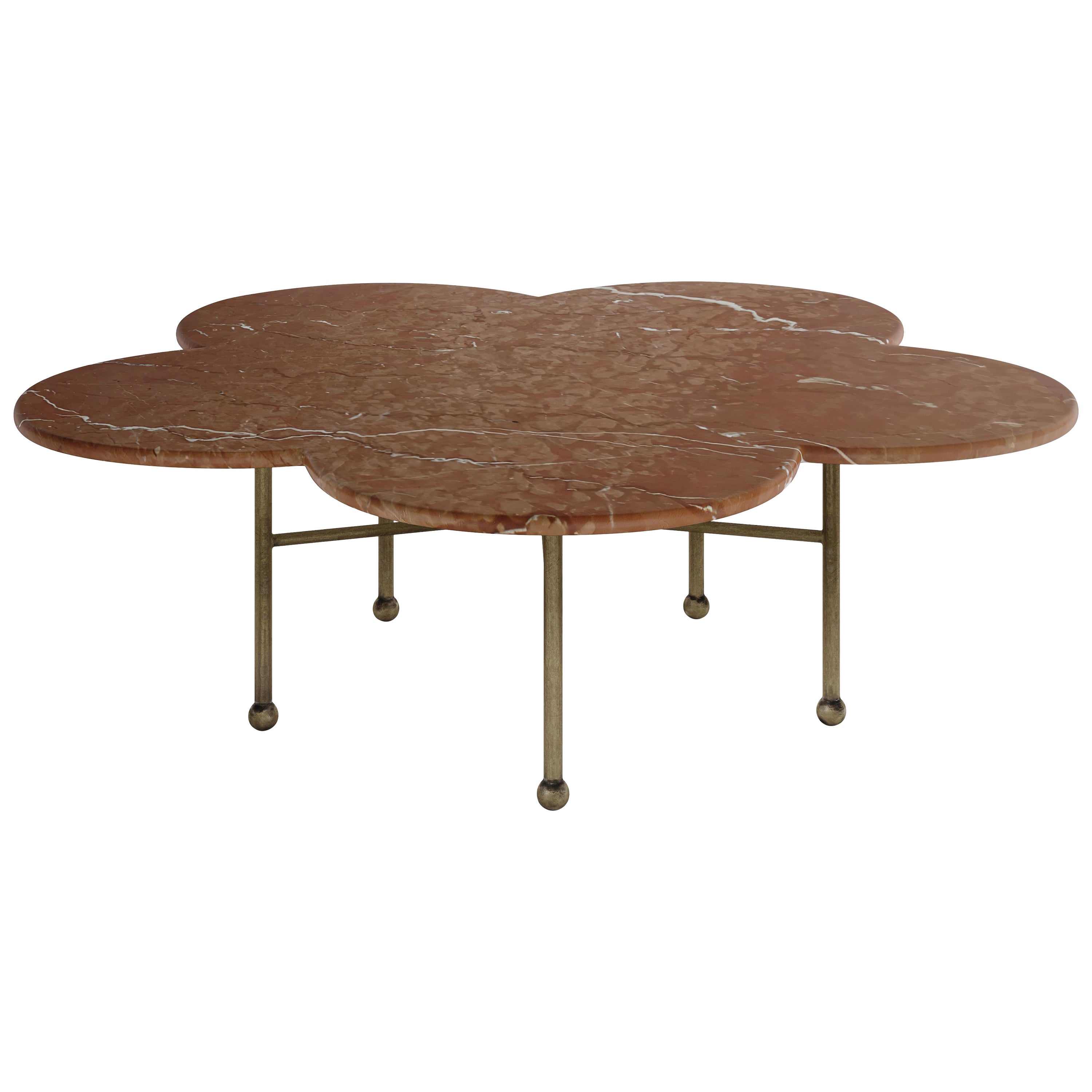 Mesa baja Archer de mármol rojo y latón by August Abode