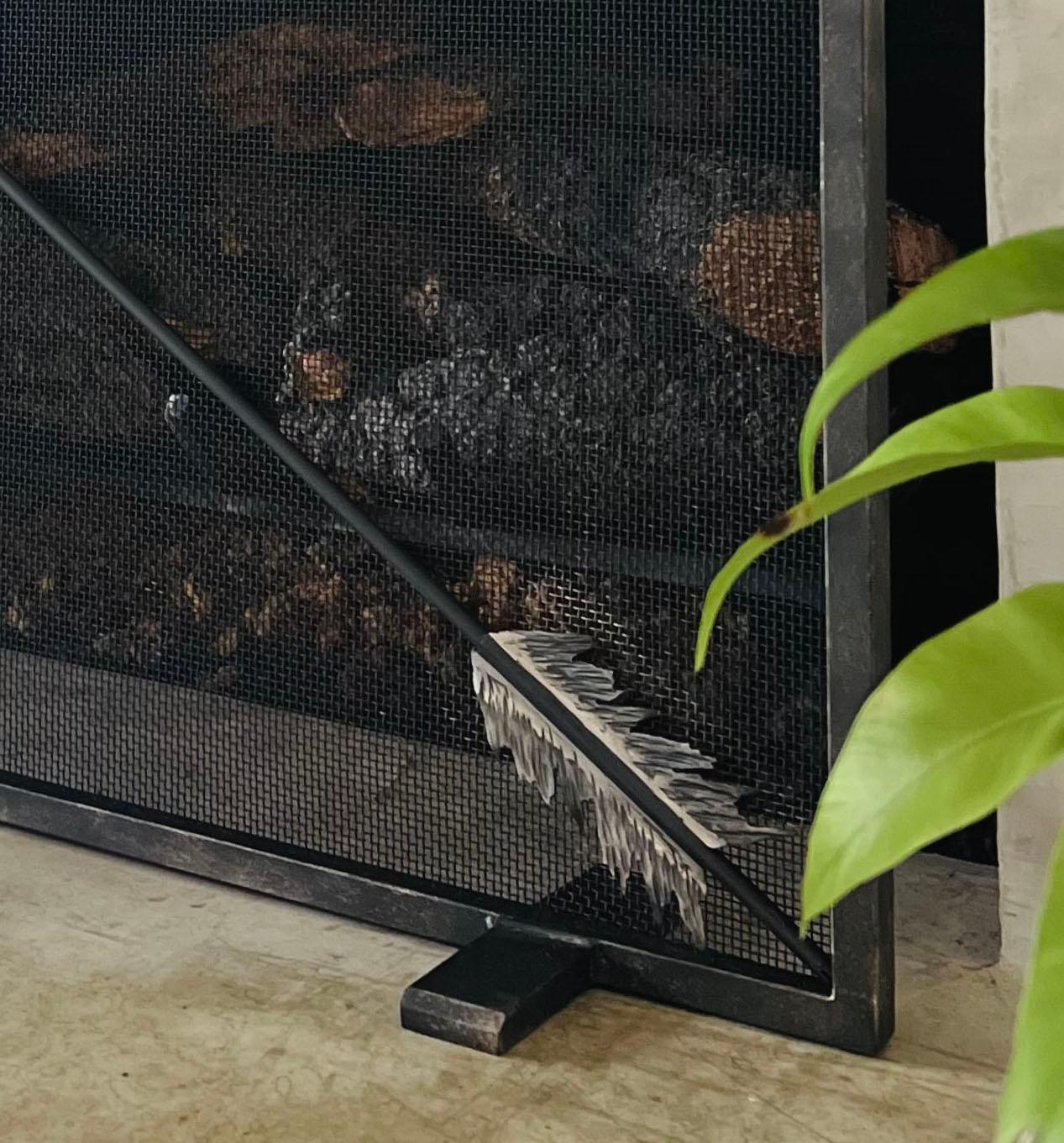 Contemporary Archer Fireplace Screen in Warm Black, Ready To Ship For Sale