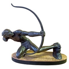 "Arquero", Rarísima y Espectacular Escultura Art Decó de Bronce de Riolo