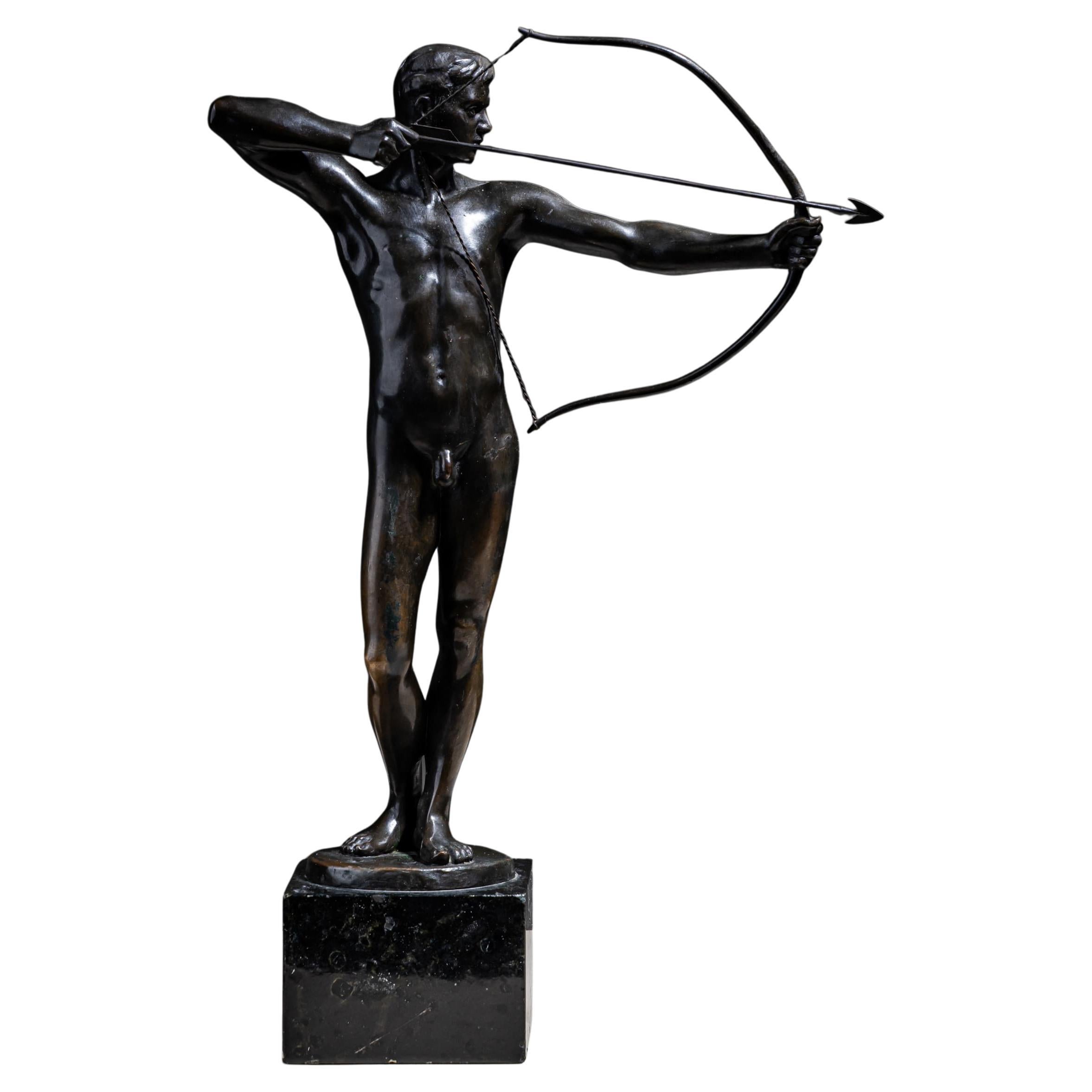 Archer in Bronze by Paul Moye (German, 1877–1926), Early 20th Century