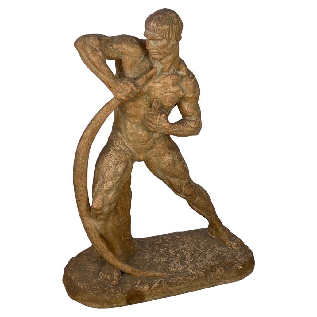 Skulptur eines Bogenschützen aus Terrakotta von Henri Bargas
