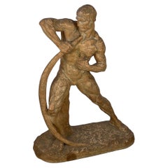 Vintage Sculpture of an Archer in Terracotta by Henri Bargas